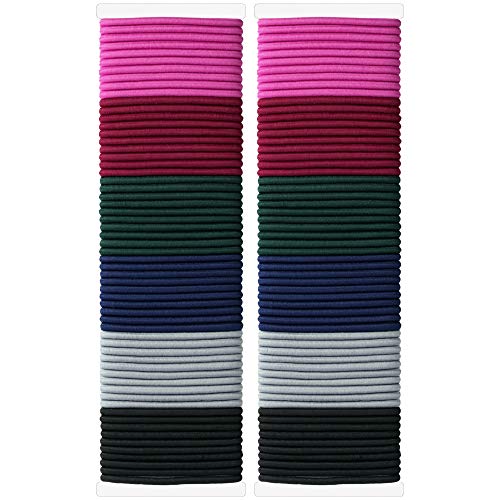 120 Pcs Neutral Colors Elastic Hair Ties No-metal Simple Ponytail Holder for Women Girls Hair Accessories 4mm x 5cm