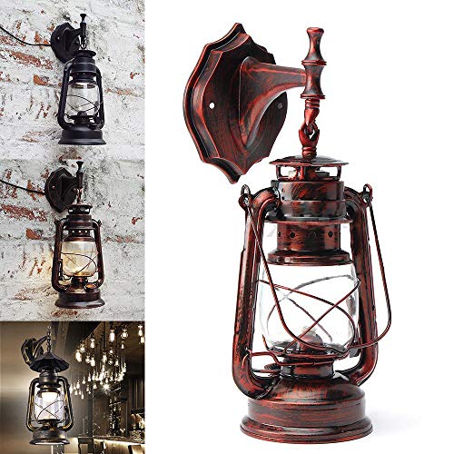 Image of Wall Sconces, Retro Antique Vintage Rustic Lantern Lamp Wall Sconce Light Fixture (Red Bronze - 1 Pcs)