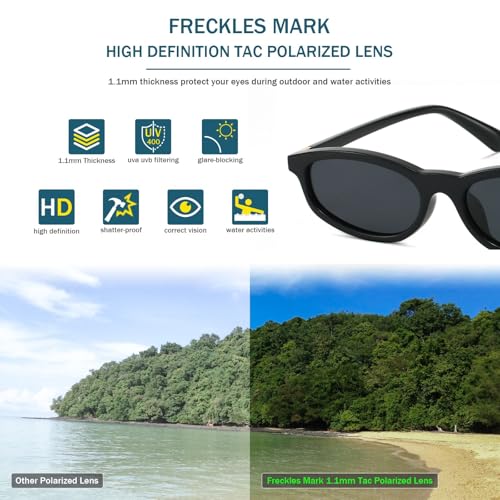 Image of Freckles Mark Polarized 90s Thin Narrow Sunglasses for Women Men Small Sun Glasses Plastic Frame
