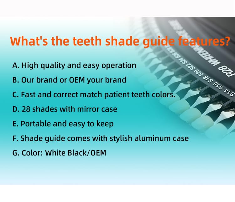 Image of Professional 3D R-28 Dental Tooth Teeth Whitening Shade Guide for Dentist Tracking Teeth Whitening Course, Tooth Shade Guide with 28Colors