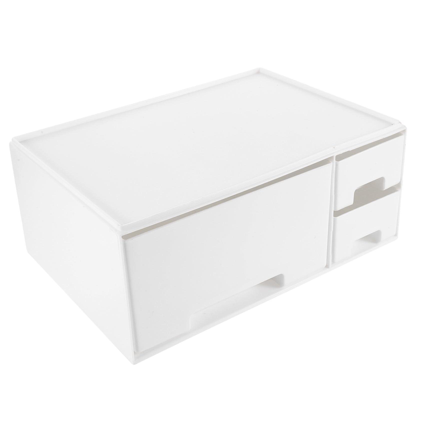 FIXOSHEE Soporte PC Mesa con Cajonera Blanca Elevador Monitor Multifuncional con Almacenamiento Base para Pantallas y Portátiles Oficina Diseño Resistente y de