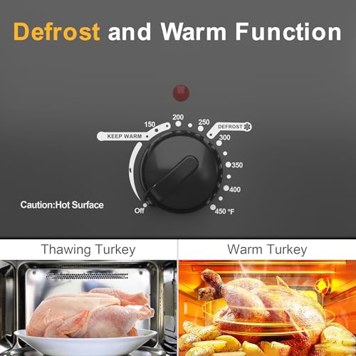 Sunvivi Roaster Oven with Self-Basting Lid,20 Quart Electric Roaster with Removable Pan & Rack,150-450°F Full-Range Temperature Control with Defrost/Warm Function,Stainless Steel,Grey