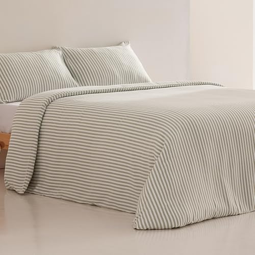 Funda Nórdica Cama 150/160 cm - Funda Edredón 240x220 cm - Rayas Finas Verde