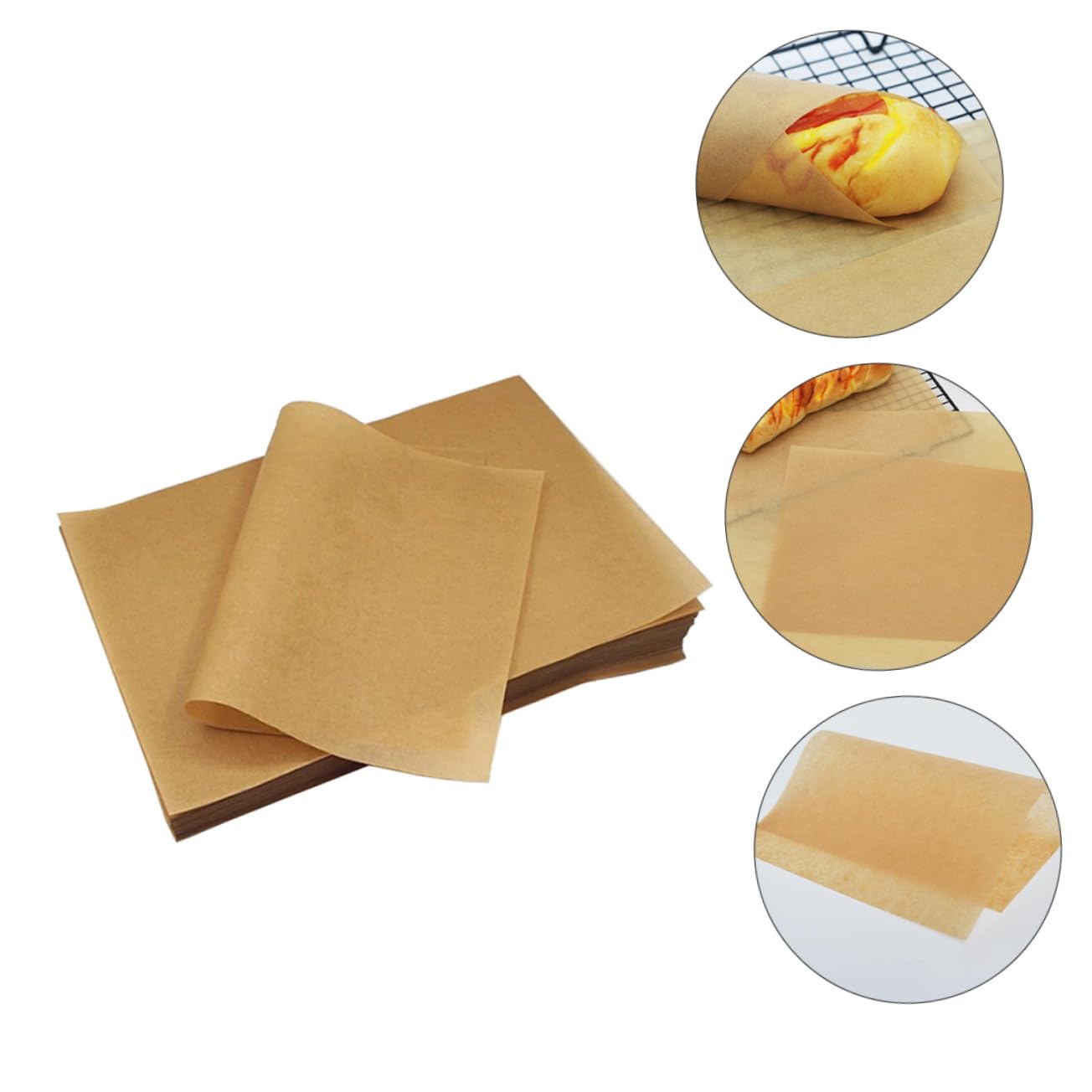 ERINGOGO 100 pièces Papier Cuisson Prédécoupé Non Blanchi Papier Antiadhésif Résistant Haute Température pour Cuisson Barbecue Pâtisserie et Grillades Cuisine