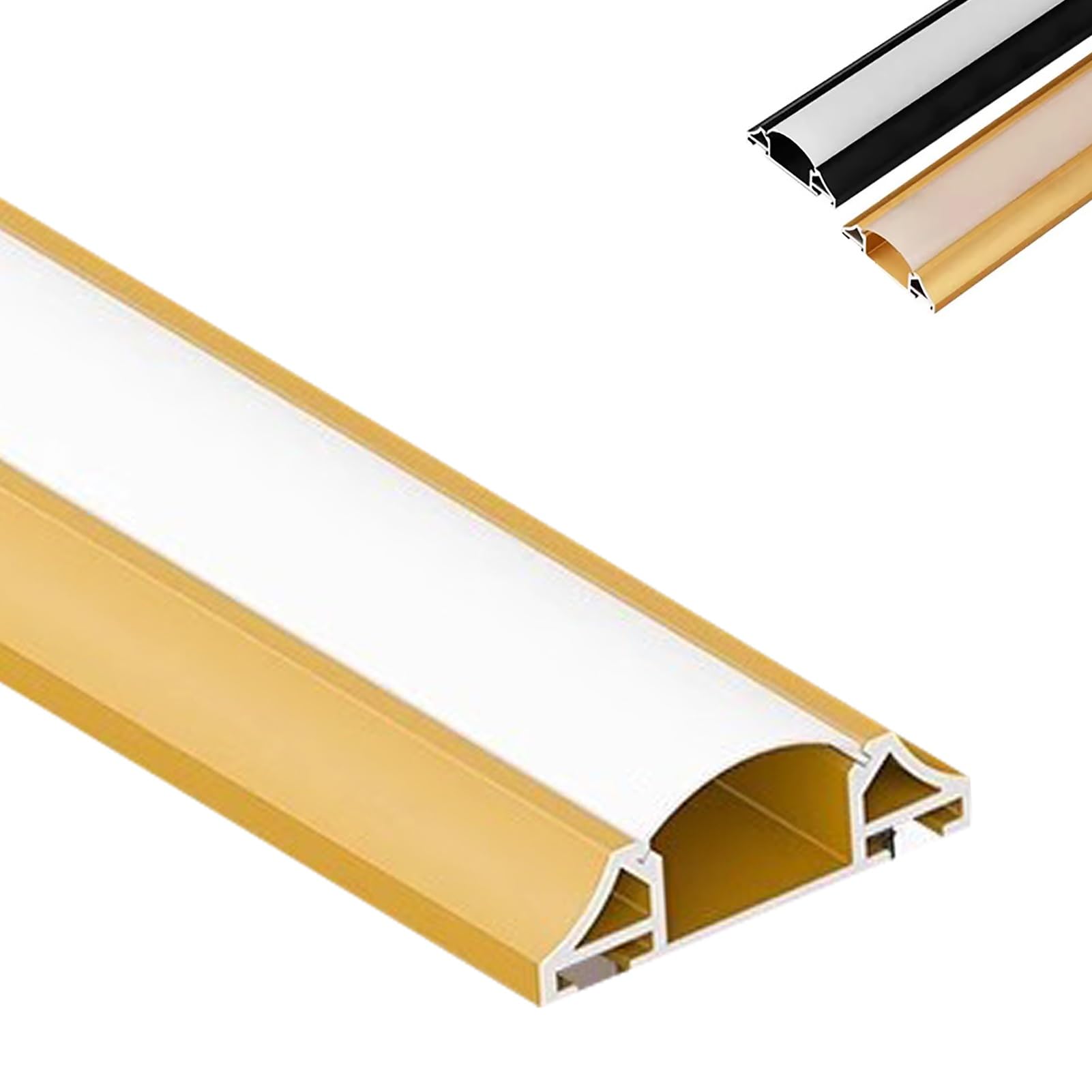 Profili per Strisce Led Illuminazione a Corona in Stile Orientale per Cornici a Soffitto, Canale in Alluminio per Illuminazione Indiretta a LED, Diffusore Decorativo a LED con Copertura in PC(Gold,32.