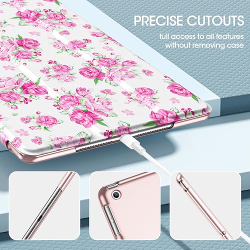 Image of ProCase for iPad 9th / 8th / 7th Generation Case 10.2 Inch (2021 /2020 /2019 Release), 10.2 iPad Case 9th / 8th / 7th Gen Cover, Slim Smart Cover with Translucent Hard Shell Back -Pinkrose