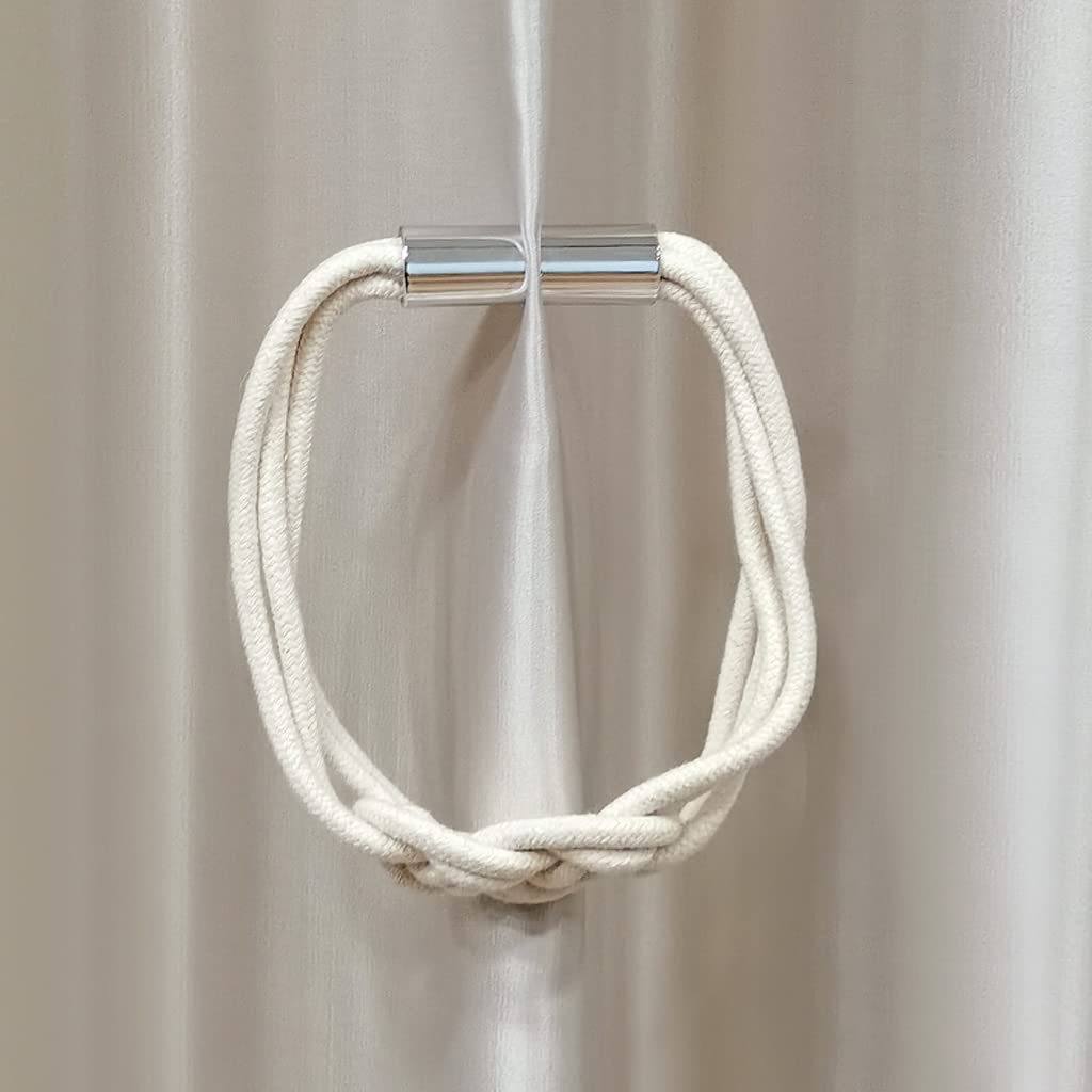 2PCS Embrasses de Rideau Magnétiques, Clips de Rideau Boucles de Corde Corde de Coton Tissage Retenues de Rideau pour la Décoration de Fenêtre d'Hôtel de Bureau à Domicile