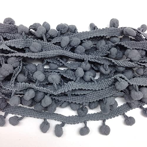 Pepperlonely 5 Yard Pom Pom Trim Ball Sewing Accessories Lace Trim Fabric Ribbon, Dark Gray #TOP1