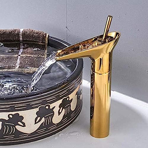 Mitigeur de lavabo cascade YRYRYW doré pour remplacer un robinet de salle de bain obsolète