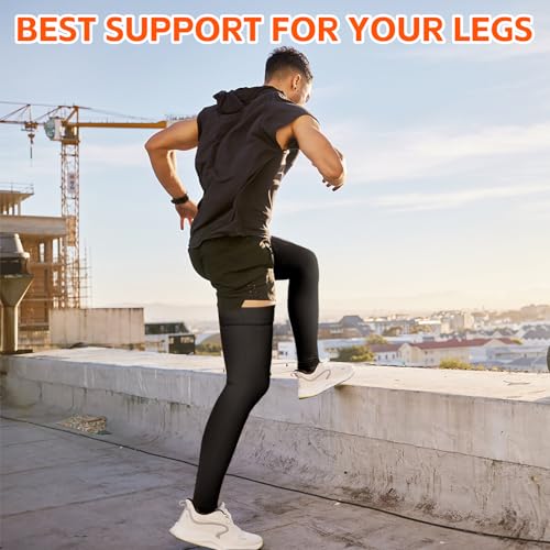 Image of Thigh High Compression Stockings for Women Men, 20-30mmHg Footless Graduated Compression Socks with Silicone Band, Medical Support Sock for Varicose Veins, Edema, Post-Surgery, Sports