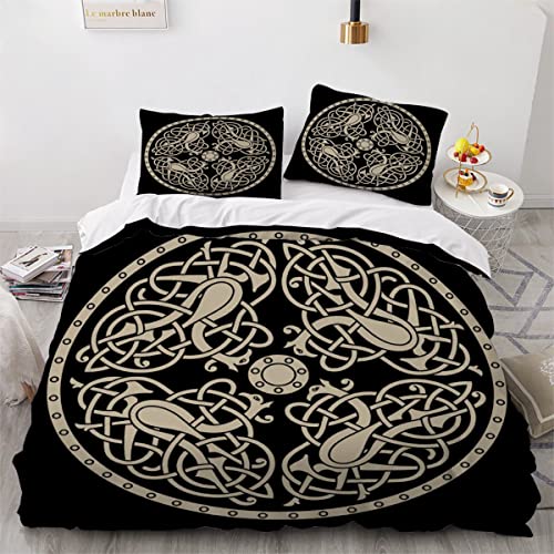 RLYXGS Bird Double Bedding Nordic Era Duvet Cover Set for Kids Boys Girls Adults Celtic Knot 3D Comforter Cover Ultra Soft Hypoallergenic Duvet Cover 3 Piece,1 Quilt Cover + 2 Pillow Cases