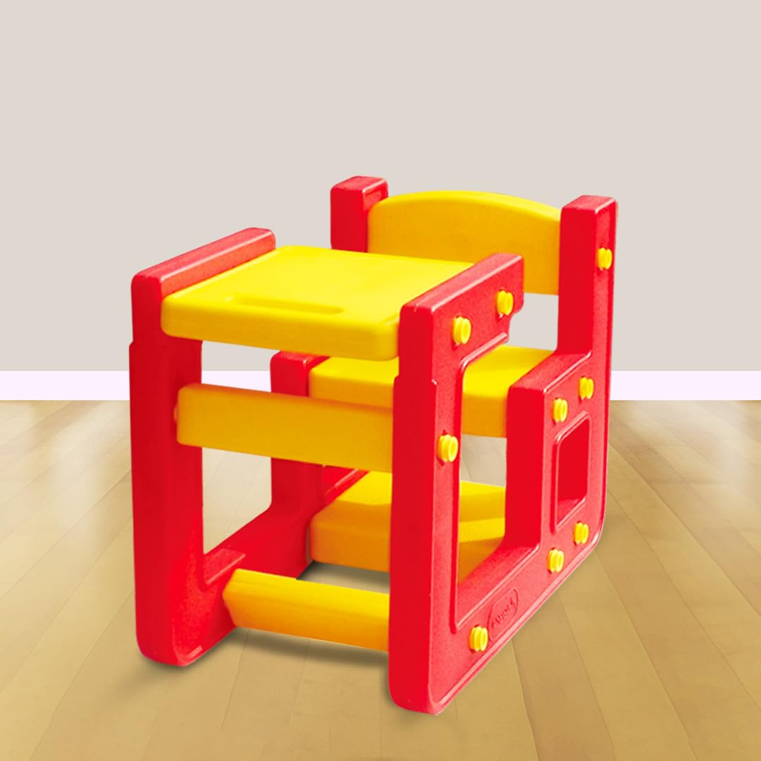 PLAYGRO Little Genius Activity Study Desk for Kids, Plastic Study Table and Chair (L28 X B15.5 X H21 (Inches)-Perfect Study Table and Bench for Home and School, Multicolor