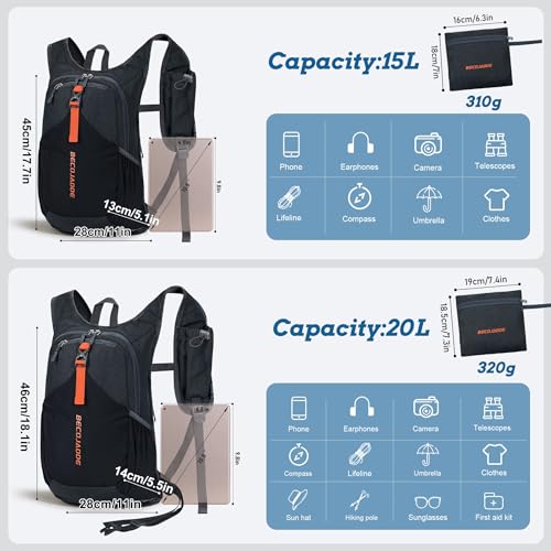 BECOJADDE 15L Small Hiking Backpack
