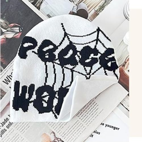 Y2K Beanie Hat for Men & Women Trendy Soft Stretchable Winter Cap, Spider Web Design Cold Knit Weather Accessory3