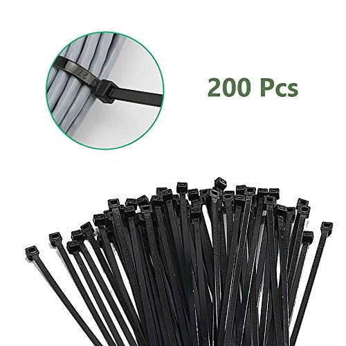 Black Garden Twine, Tree Ties Straps Flexible Plant Cable Ties Plastic Garden Ties for Plant Cable (200 Pack)