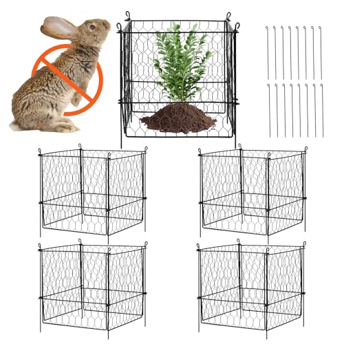 VEVOR 4 Pack Plant Protectors from Animals, 13.4'' x 13.4'' Chicken Wire Plant Protector, Plant Cages for Outdoor Plants, Flowers & Vegetables, Keeps Bunny Chicken Squirrels Out, 16pcs Metal Mesh