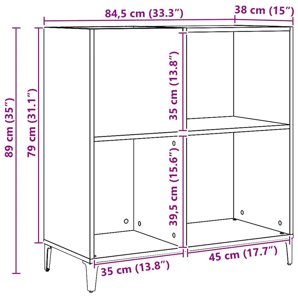 vidaXL Mobile Porta Dischi Artigianale 84,5x38x89 cm Legno Multistrato, Mobile per Giradischi, Porta Dischi, mobiletto Porta vinili