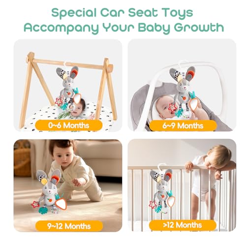Image of Baby Hanging Toys 0-12 Months - Interactive Stroller & Car Seat Toy with Jingle Sounds, Clinking Rings & Detachable Links | Safe Developmental Toys for Activity Gyms, Infant Baby Crib Mobile