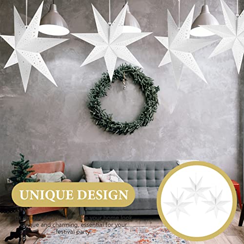 DOITOOL Large Paper Star Lanterns, 20 inch Hanging Decorations for Wedding, Birthday & Christmas Parties - White