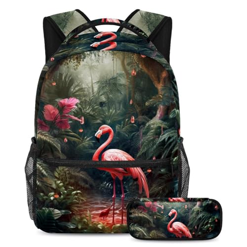 Sac à dos garçons et filles contre le mal de dos ensemble scolaire confortable flamant