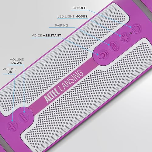 Image of Altec Lansing HydraMOTION 2.0 Wireless Bluetooth Speaker, 16H Battery, RGB Lights, USB-C Quick Charge, IP67 Rated Waterproof Bluetooth Speaker, Mountable, Voice Assistant