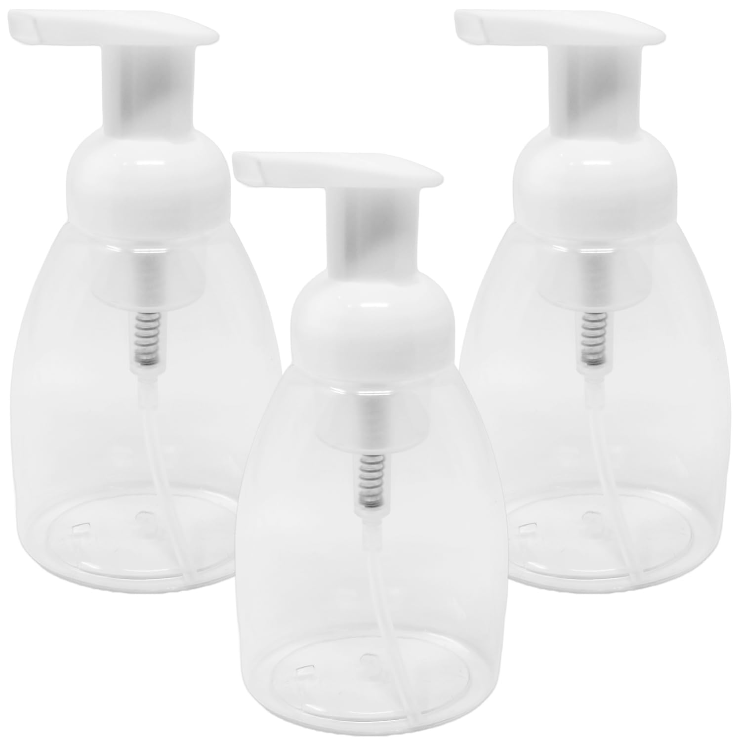 8.5 Oz Pump Clear Plastic Foaming Soap Dispensers 250ml Soap Bottle, Pack of 3