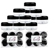 (Quantity: 12 Pieces) Beauticom 15G/15ML (0.5oz) Clear Round Jar with Black Lids for Cosmetics, Medication, Lab and Field Research, Beauty and Health Aids - BPA Free