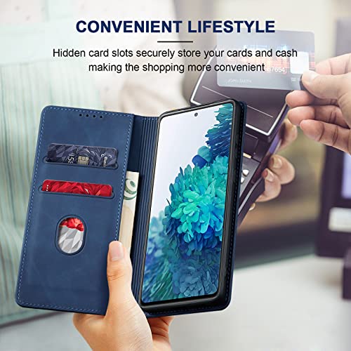 Image of Jasonyu Flip Wallet Case for Samsung Galaxy S20 FE 5G,Blue