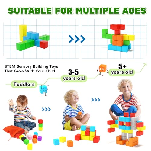 40pcs Magnetic Blocks for Toddler Toys, Magnetic Cubes Building Blocks Classroom Must Haves, STEM Preschool Sensory Magnet Toys for 3 4 5 6 Year Old Boys and Girls