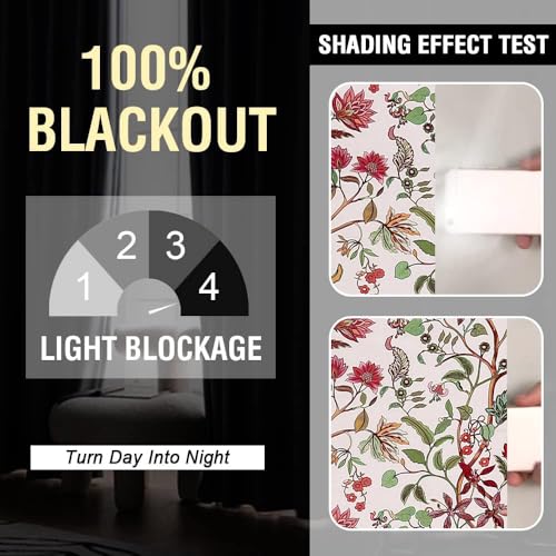 Image of Cloth Fusion Printed 100% Blackout Door Curtains 9 Feet Long Set of 2, Room Darkening Parda with Stainless Steel Grommets for Home Decor (9x4.5 Feet, Ivory Dream)