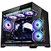 HOENGAGER Superview Gaming PC AMD Ryzen 7 9800X3D 6-Core 3.9GHz, Radeon RX 9060 XT 16GB,32GB DDR5 RAM,1TB PCIe SSD, WiFi&BT Prebuilt PC 850W PSU,Liquid Cooler,Windows 11, Black