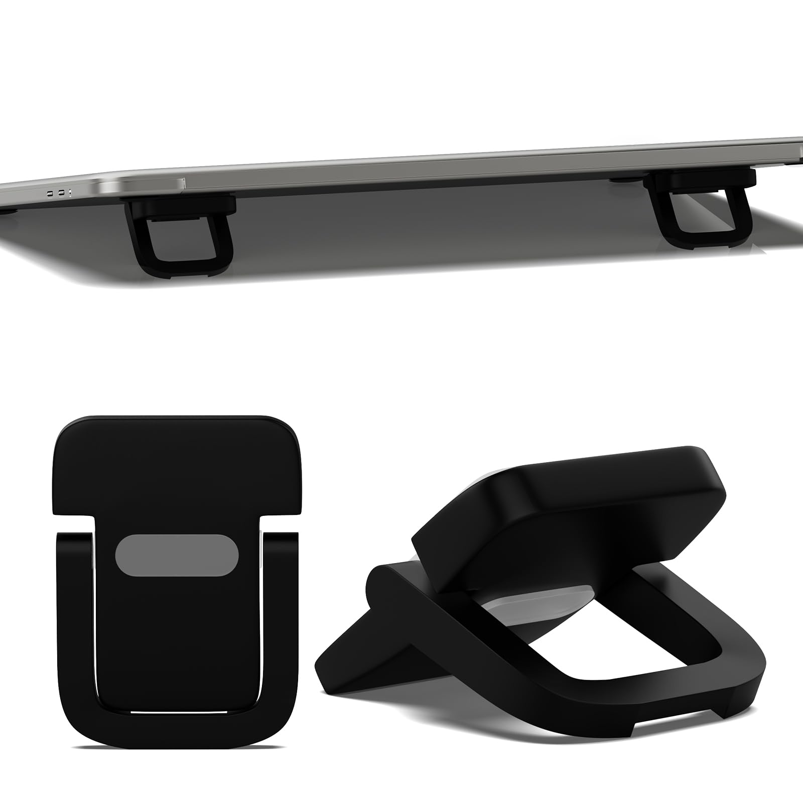 Notoke 2 PCS Portable Keyboard Riser, Adjustable Black Laptop Keyboard Stand with 2 Angle Settings and Self-Adhesive Foldable Feet, Mini Foldable