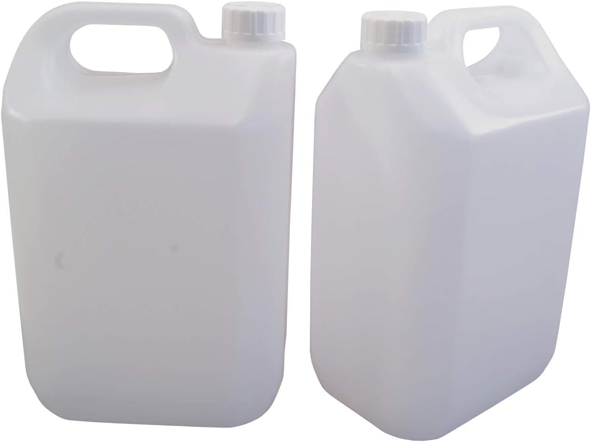 5 Litre (1 Gallon) - Plastic Jerrican / Jerrycan With Handle - Pack Of 2
