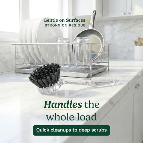 Image of Cuisinart Dish Brush with Handle 2 Pack - Kitchen Scrub Brush for Dishes, Pots & Pans, Non-Scratch Dish Scrubber, Firm Bristles for Sink & Cookware, Comfortable Grip for Everyday Cleaning