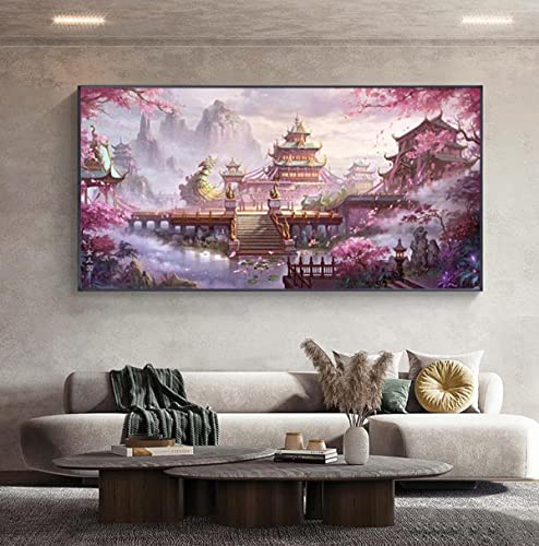Instarry DIY 5D Diamond Painting Kits for Adults Full Drill Cherry Blossom Landscape Cross Stitch Mosaic Home Decor Living Room 47.2x23.6 inch - Image 3