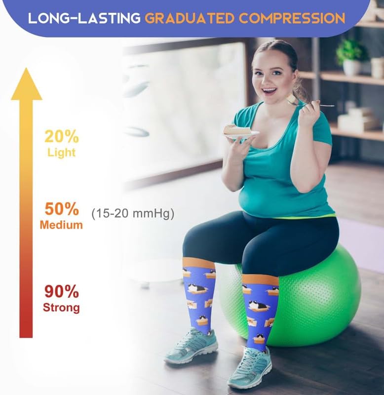 Miniatura 4 de LEVSOX Calcetines de compresión de talla grande para mujeres y hombres, pantorrilla ancha, extra grandes, 15-20 mmHg, hasta la rodilla, calcetines