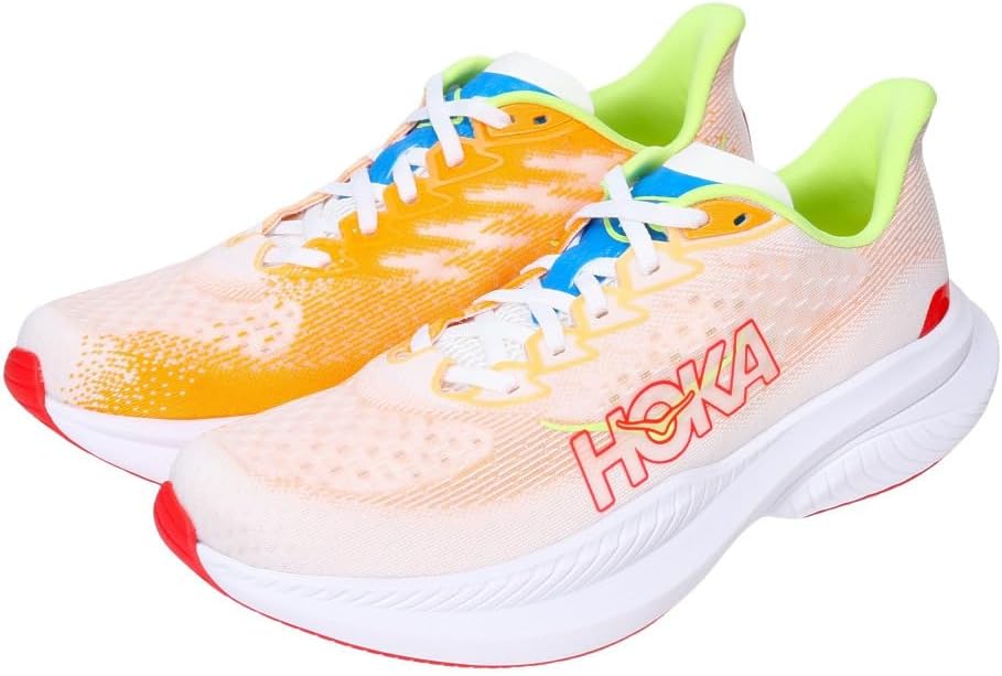 Running Shoes Mach 6 White Orange 1147790-WLR Sneakers Training Shoes Club Activities Lace Lightweight Resilient (White x Orange/26.5/Men's)