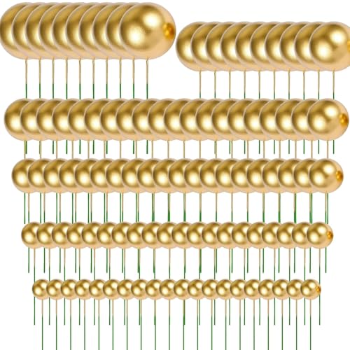 100-Piece Assorted Gold Foam Cake Decorations Elegant Metallic Toppers for Desserts Parties and DIY Crafts