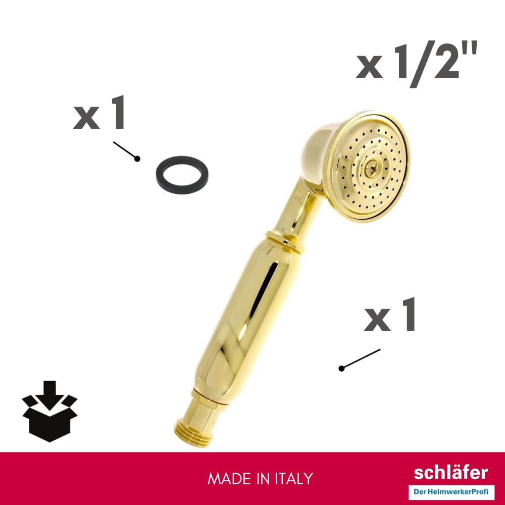 Doccetta Doccia Vintage In Ottone Antico – Soffione Monogetto, Alta Pressione, Collegamento Universale G1/2" | Stile Retrò Per Bagno Classico