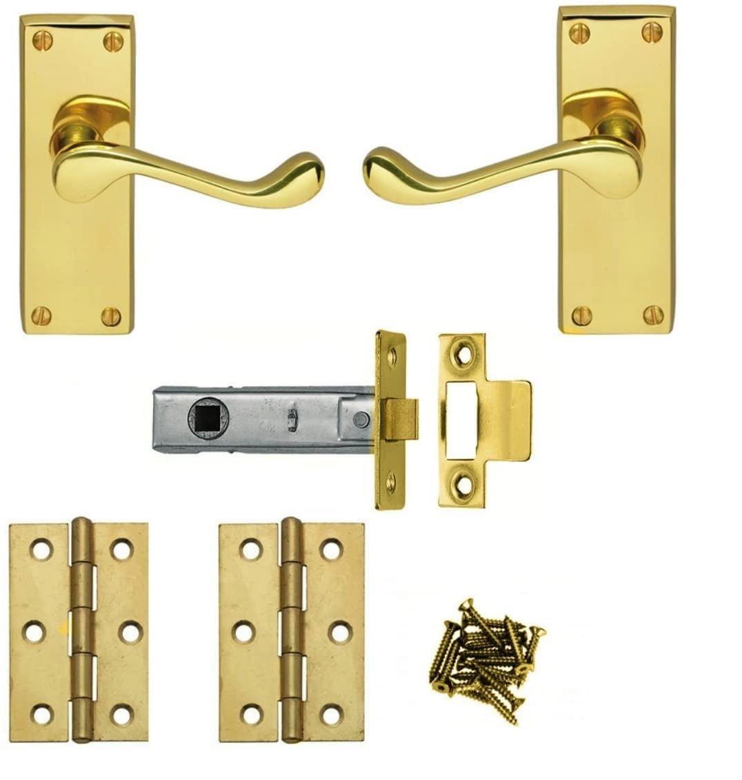 Golden Grace Victorian Scroll Door Handle Pair - Brass - Polished