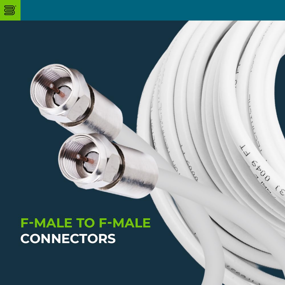 Bolton Technical Cavo coassiale RG6 in PVC bianco, 75 Ohm, da F maschio a FMale per TV, amplificatore segnale decoder via cavo, sistemi satellitari, RF, connessione antenna e modem Internet