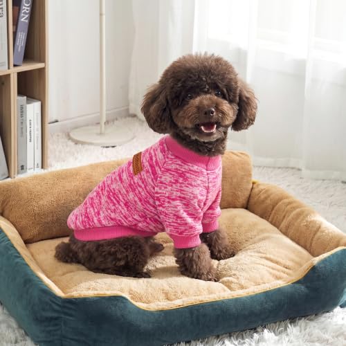 Image of 3 Pack Dog Sweaters for Small Dogs Girl Boy Winter Fleece Clothes Warm Soft Dog Sweatshirt Outfit for Dogs Cats Pet Apparel