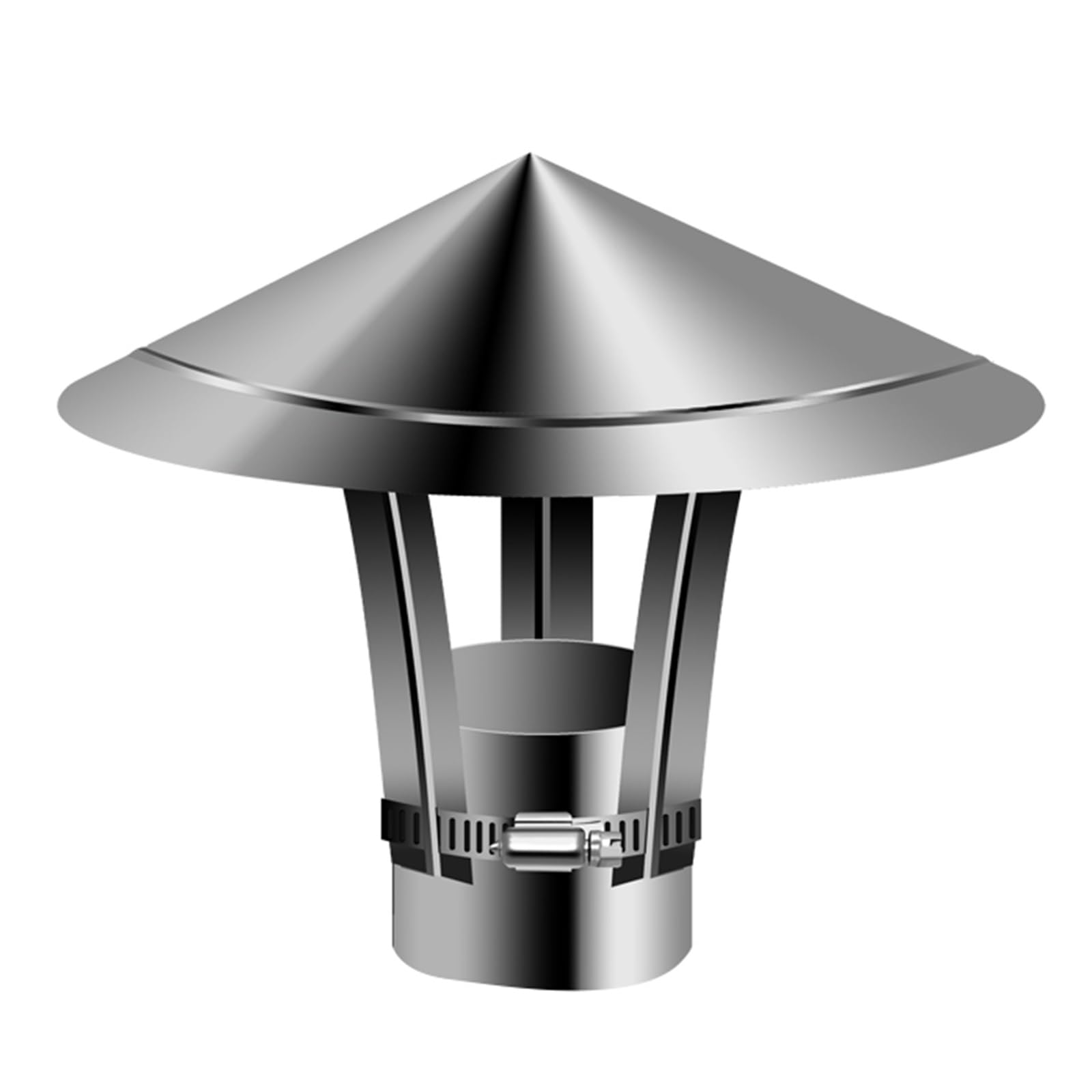 YFBCMXSKG Round Stainless Steel Chimney Cap Roof Rain Cap 6" Cone Top Chimney Cap for Outside 3" 4" 5" Round Roof Cap for Fireplace Oven Flue 7" 8"(9.1in*15.7in)