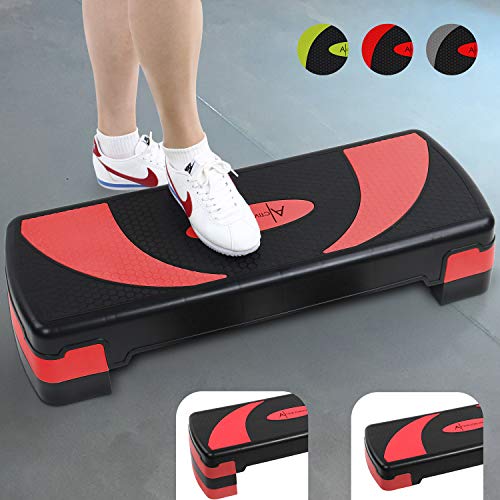 Active Forever Step para Fitness, 3 Alturas Ajustables, Adecuado para Uso doméstico y de Oficina (Negro Rojo)