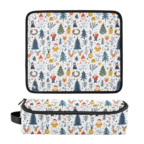 Bolsa de viaje para herramientas de cabello Christmas Doodles Marmol Blanco, tapete resistente al calor para planchas, rizadores, cepillos y secadores. Organizador portátil. miniatura 3