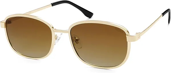 SOJOS Retro Rectangle Polarized Sunglasses Women Men Vintage 90s Style Rectangular Frame Womens Mens Sun Glasses SJ1225