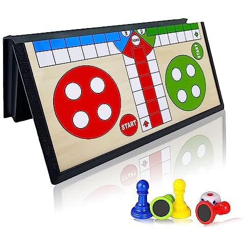 KIDAMI Magnetic Ludo Travel Board Game Set, Folding Design and Light-Weight, Gift for Kids and Adults (8 inches) Cover