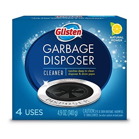Glisten Garbage Disposal Cleaner and Odor Eliminator with Foaming Action, Removes Buildup and Cleans, Lemon Scent, 4 Uses Cover