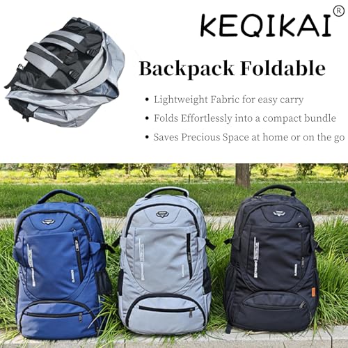 Mochila de viaje 80L grande resistente al agua azul miniatura 6