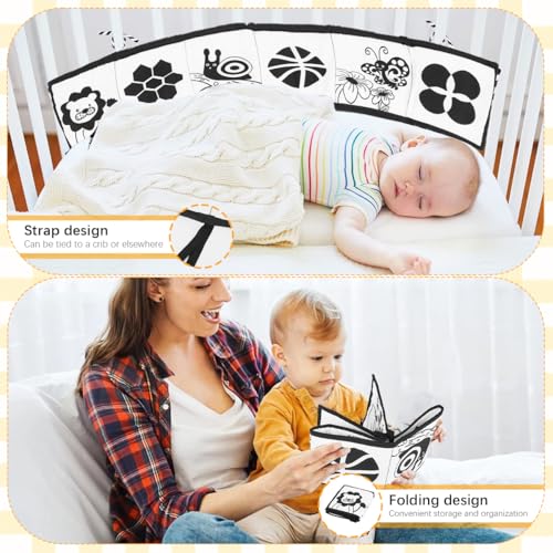 Image of SNOWIE Soft High Contrast Black White Cloth Book Crinkle Sensory Tummy Time